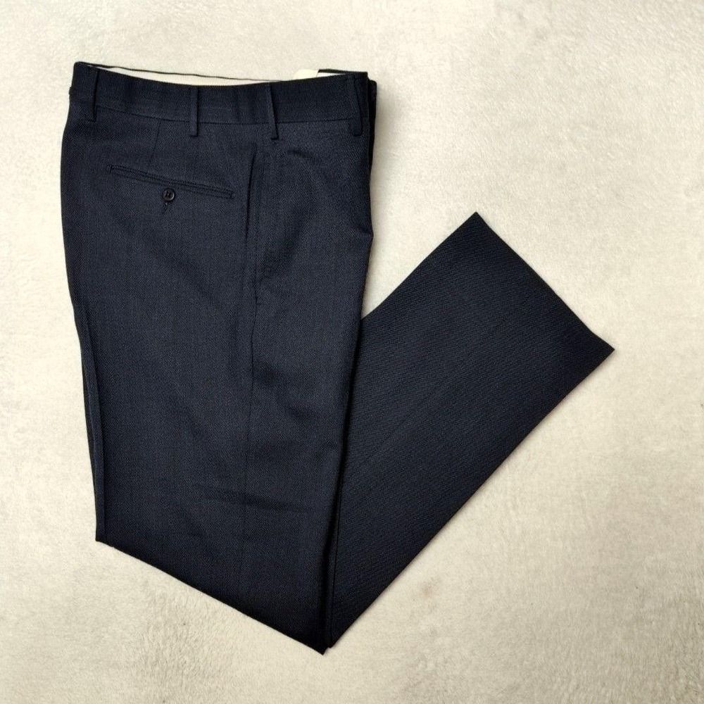 Zanella Pants Mens 32x31 Blue Parker Dress Slacks Flat Straight Wool Blend Italy